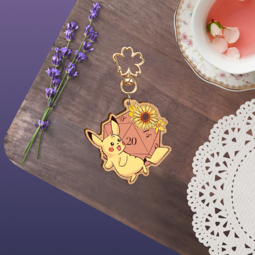 PKMN D20 Wooden Keychains
